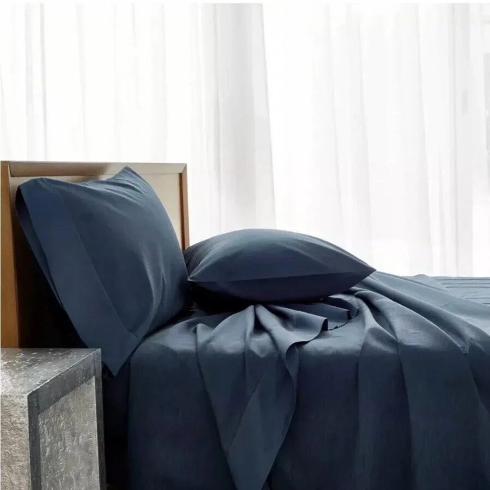 Michael‎ Aram Striated Band California King Fitted Sheet - Indigo
